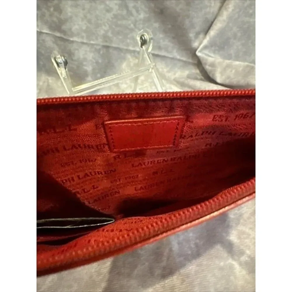 Lauren‎ Ralph Lauren Plain Red Leather Clutch Bag/Wristlet